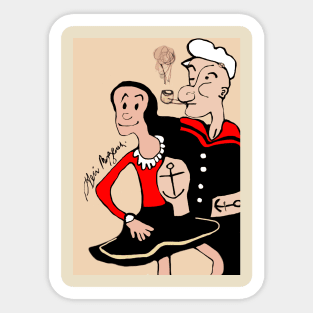 Popeye the sailor man and Olive Oyl Sticker